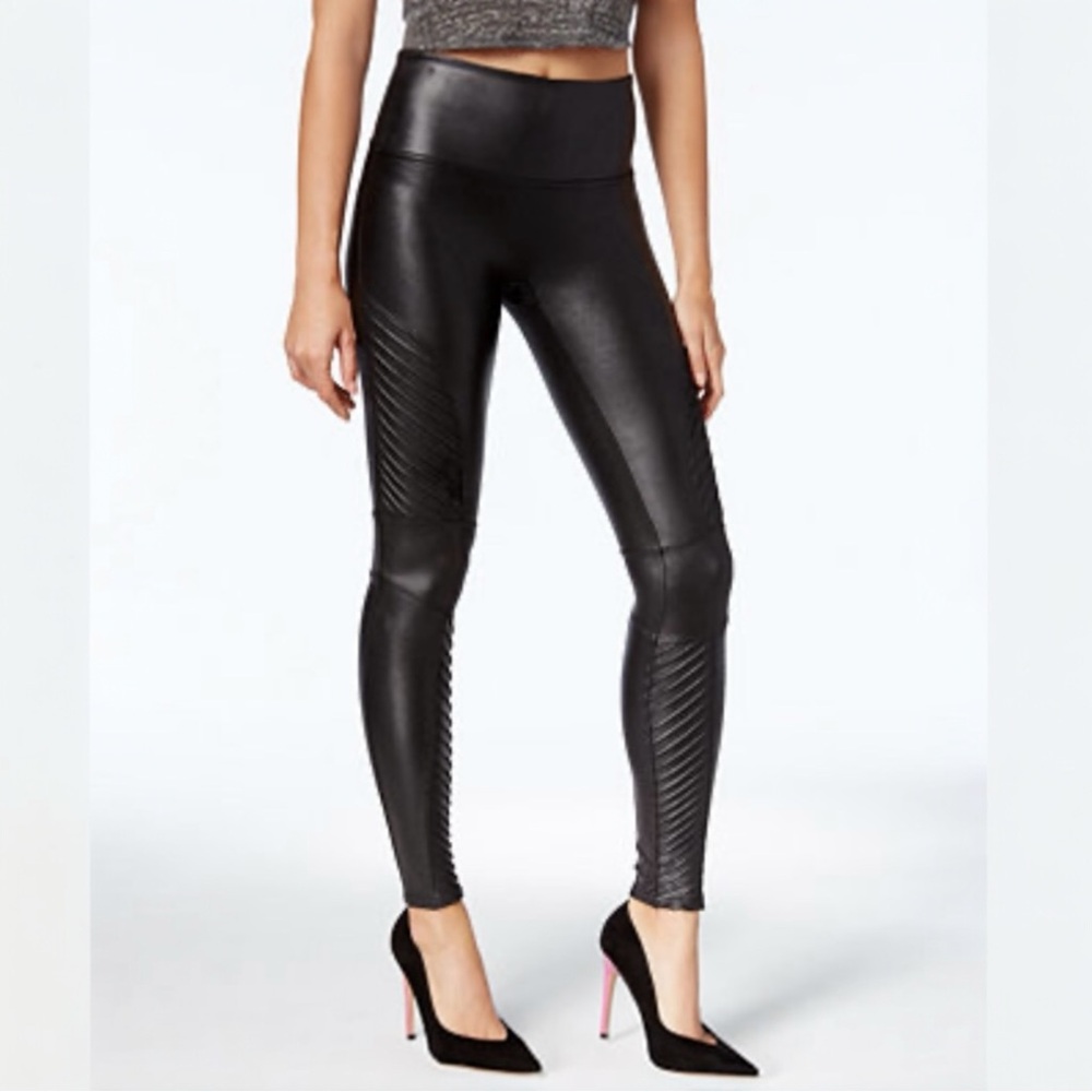 NEW! SPANX BLACK MOTO FAUX LEATHER PANTS LEGGINGS